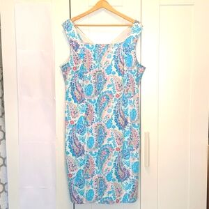 Light Blue Pink and White Paisley Dress